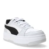 Championes urbanos Puma Rebound Femme Low, color blanco con detalles en gris claro y negro, con plataforma.