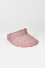 Visera de tela color rosa con borde rosa.