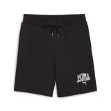 Short deportivo negro de algodón con logo Puma Sports Club estampado en blanco en la pierna izquierda.