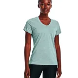Remera deportiva Under Armour color rosa con cuello en V y logo estampado en el pecho. Confeccionada con tejido UA Tech que seca el sudor rápidamente.
