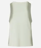 Musculosa verde claro de ribana con cuello redondo y efecto spray en las sisas.