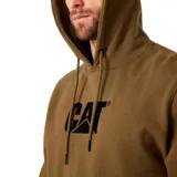 Buzo canguro negro de frisa con capucha ajustable con cordones y bolsillo frontal. Logotipo CAT bordado en el pecho.