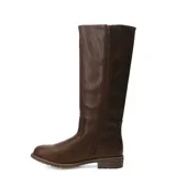 Bota de caña alta color negro, con punta redondeada y taco bajo. Presenta un diseño minimalista y liso.