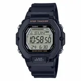 Reloj digital Casio negro con función de podómetro (contador de pasos), cronómetro, temporizador, hora dual, 5 alarmas, luz LED y resistencia al agua 100m.