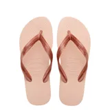 Sandalias Havaianas Top Tiras color marrón café, con suela texturizada y tiras con diseño en relieve.