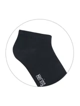 Kit de tres pares de medias blancas de algodón, tipo soquete, con logo de la marca Hering en el lateral.
