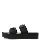 Sandalias negras de plataforma con dos tiras anchas con ajuste de velcro.