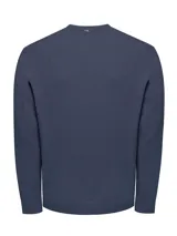 Sweater azul marino de tejido de punto con cuello en V.