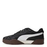 Championes Puma Tifosi blancos con suela color caramelo y logo dorado en el lateral.