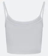 Musculosa cropped celeste de algodón con breteles finos y escote redondo.