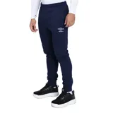 Pantalón de jogging negro de felpa con puños y logo de Umbro estampado en blanco.