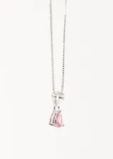 Cadena de plata 925 con dije de gota de zirconia rosa.