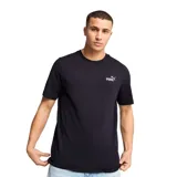 Remera negra de algodón con cuello redondo y logo de Puma estampado en blanco en el pecho.