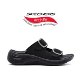 Sandalias Skechers Go Walk Arch Fit 2.0 Chloe color negro, con capellada de punto Quick Dry, dos hebillas ajustables, plantilla Goga Mat contorneada, plantilla Arch Fit con soporte de arco certificado por podólogos, amortiguación ULTRA GO y suela flexible.