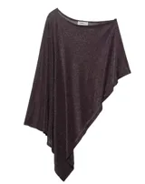 Poncho asimétrico color marrón con brillo.