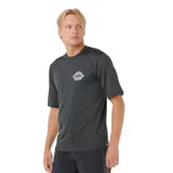 Remera de lycra negra de manga corta con logo Rip Curl estampado en el pecho.