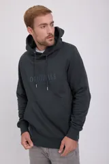 Hoodie tipo canguro gris oscuro, de manga larga con capucha y fit regular. Cuenta con un bolsillo y estampado de goma con el logo de Jack & Jones Originals.