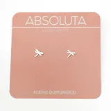 Par de aros pequeños de acero quirúrgico plateado con forma de libélula.