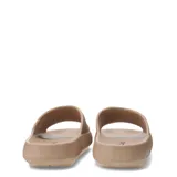 Sandalias tipo slide color celeste, con plataforma y logo de la marca en la tira superior.