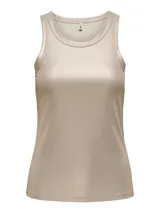 Musculosa color beige de tejido acanalado.
