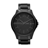 Reloj Armani Exchange modelo Hampton, color negro, con caja y malla de acero inoxidable.