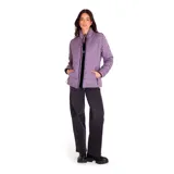 Campera negra acolchada con cierre frontal, cuello alto con interior amarillo y bolsillos laterales con cierre. Logo de la marca en la manga izquierda. Resistente al agua y al viento.