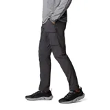 Pantalón de senderismo gris oscuro, repelente al agua y resistente a las manchas, con tejido elástico en dos direcciones, cinturón integrado amovible, bolsillos laterales, bolsillo de seguridad con cremallera, bolsillo cargo, pernera con ceñidor en el dobladillo, bolsillos traseros, trabilla multiuso para el cinturón y malla de ventilación en la parte posterior de las rodillas.