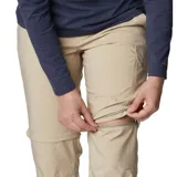 Pantalón largo convertible en short color beige, de corte recto, con bolsillos laterales y traseros.