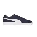 Championes Puma Smash 3.0 Buck de gamuza azul marino con franja lateral blanca y suela blanca.