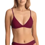 Top de bikini triangular color bordó, con breteles finos regulables y banda bajo busto.