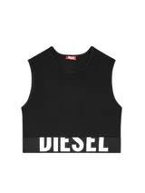 Conjunto de top y bombacha Diesel, color negro con el logo de la marca en blanco.