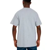 Remera gris de algodón con logo gráfico en el frente, de corte clásico.