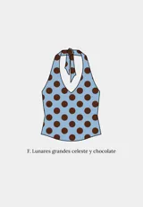 Top halter reversible con escote en V, confeccionado en tela estampada.