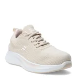 Championes urbanos color beige, con cordones y suela blanca.