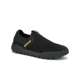 Zapatillas Caterpillar Hex + Slip On negras sin cordones, con capellada de gamuza recubierta de PU, forro de malla interior hecho con residuos industriales 100% reciclados, plantilla moldeada de espuma de PU, suela de goma duradera y con gran tracción y construcci

