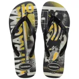 Ojotas Havaianas con estampado de temática de baloncesto en tonos naranja y azul.