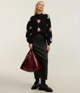Buzo de manga larga y cuello alto confeccionado en jacquard con estampado de hongos.