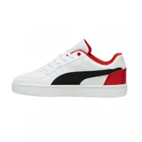 Championes Puma Ferrari Caven 2.0, color blanco con detalles en negro y rojo.