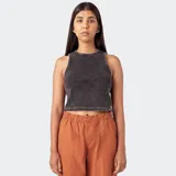 Musculosa negra de algodón con corte ajustado y largo crop.