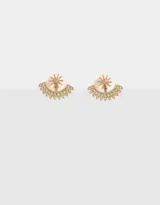 Aros pasantes ear jacket dorados con strass y cierre de tope a presión.