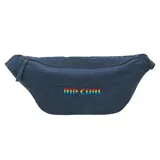 Riñonera Rip Curl modelo Revival Cord, color azul marino, confeccionada en pana (corduroy) con cierre principal. Presenta el logo de la marca bordado en el frente con efecto arcoíris.