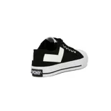 Championes urbanos Pony de lona color negro con detalles en blanco, acordonados y suela de goma.