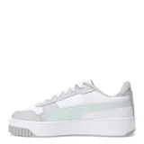 Championes Puma Carina Street de cuero sintético blanco con logo dorado y suela de plataforma.