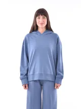 Hoodie azul piedra de corte holgado.