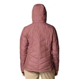Campera puffer color salmón con capucha, cierre frontal y bolsillos laterales con cierre. Cuenta con tecnología termorreflectante Omni-Heat™ y puños con orificios para los pulgares.
