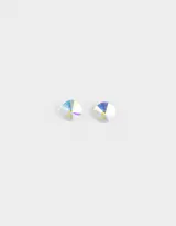 Aros pasantes plateados con cubic zirconia, con cierre de tope a presión.