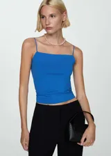 Top azul eléctrico de algodón con tirantes finos y escote recto. Diseño ajustado al cuerpo.