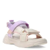 Sandalias deportivas con plataforma, tiras de ajuste con velcro en colores blanco, rosa, celeste, naranja y lila.