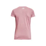 Remera deportiva Under Armour color rosa con cuello en V y logo estampado en el pecho. Confeccionada con tejido UA Tech que seca el sudor rápidamente.