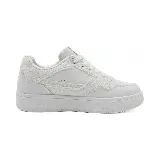Zapatillas Panama Jack de cuero color blanco, con detalles en rosa y beige.